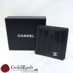 シャネル CHANEL　レザー マドモアゼル 二つ折り財布　黒